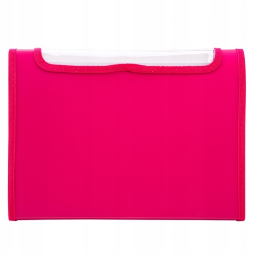 Teczka harmonijkowa z gumką 13-przegródek okno PVC RIO różowa 38128 PINK DELI