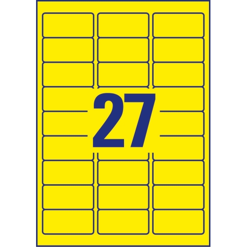 Etykiety A4 neon żółte(25arkuszy)63,5*29,6mm L6004-25 AVERY ZWECKFORM