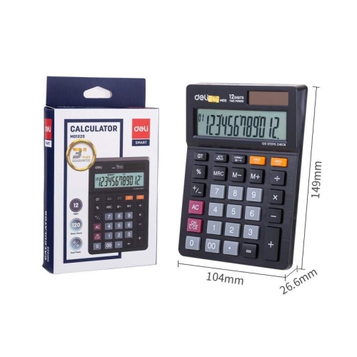 Kalkulator 12-pozycyjny czarny M01320 DELI