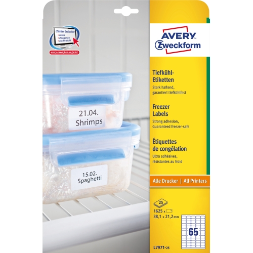 Etykieta ZF 38,1x21,2mm biała (25ark) L7971-25 AVERY ZWECKFORM