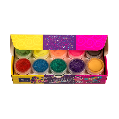 Farby plakatowe mix fluo/brokat 10ml. 10 kolorów KF004-C TETIS