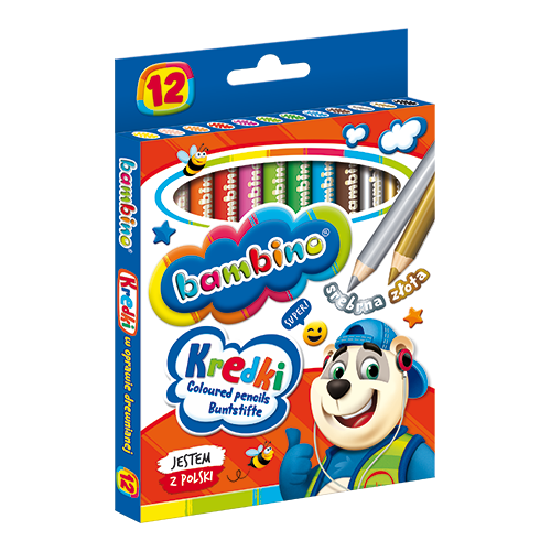Kredki BAMBINO 12 kolorów 15cm oprawa drewniana bez temperówki