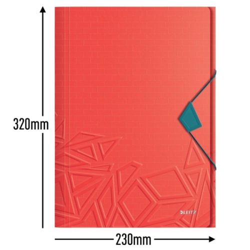 Teczka z gumką Leitz Urban Chic, PP, A4, grzbiet 15 mm, mieści 150 kartek, czerwona 46490020