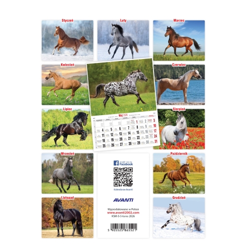 Kalendarz ścienny mały KONIE KSM-S-5 AVANTI
