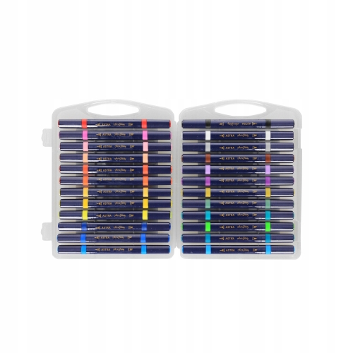 Markery akrylowe dwustronne trójkątne ASTRA Art&Hobby 24szt. walizka 207025001