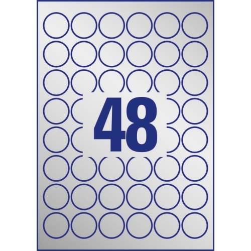 Etykiety znamionowe srebrne średnica Q 30mm L6129-20szt AVERY ZWECKFORM