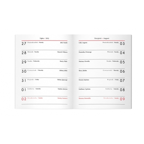 Kalendarz książkowy 2026 A7 One Color INTERDRUK