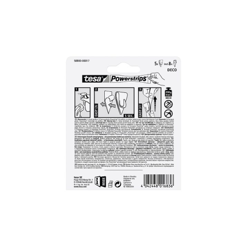 Plastry samop. 8szt.+Haczyki 5szt.TESA POWERSTRIPS Deco 58900-00017-0