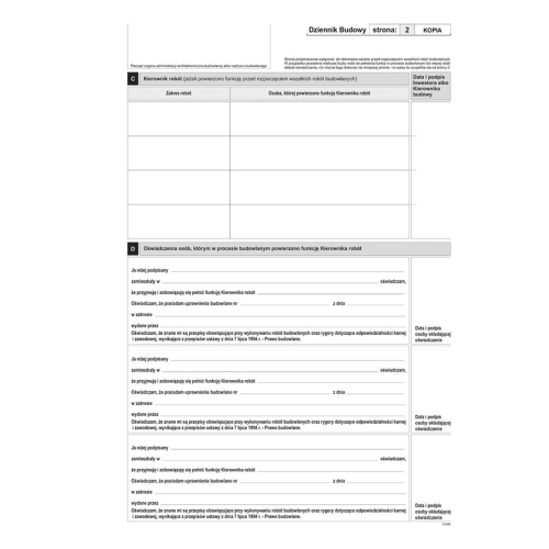 603-S11 Dziennik budowy (10kpl.) A4 oryginał + kopia Michalczyk i Prokop