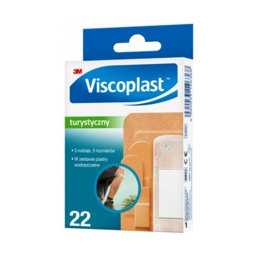 Plaster uniwersalny VISCOPLAST, zestaw turystyczny 5 rozmiarów 22sztuki 3M