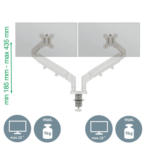 Ramię na dwa monitory Leitz Ergo oszczędzające miejsce na biurku 65370085