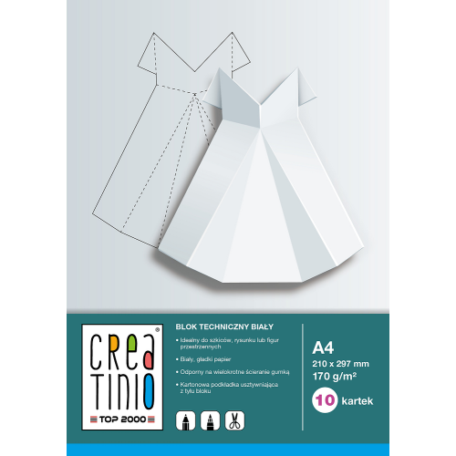 Blok rysunkowy A3 10k 80g kolorowy CREATINIO 400176666 TOP 2000