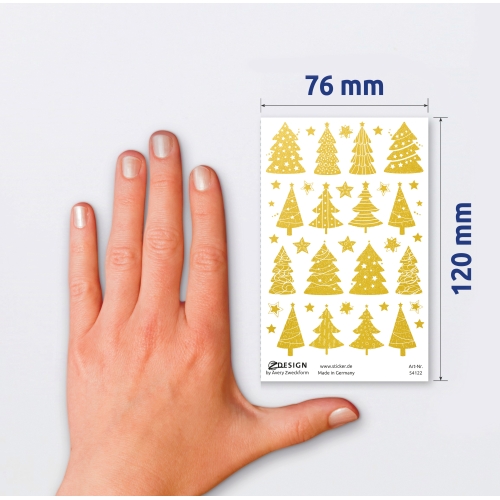 Naklejki foliowe z transparentnym tłem - złote choinki i gwiazdki Z-Design 54122 AVERY ZWECKFORM