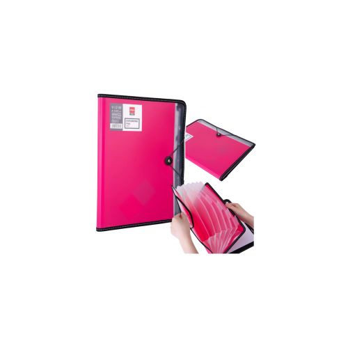 Teczka z gumką A4 7-przegródek RIO różówa 38965 DELI