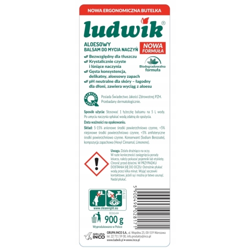 Płyn do naczyń LUDWIK 900g balsam aloesowy