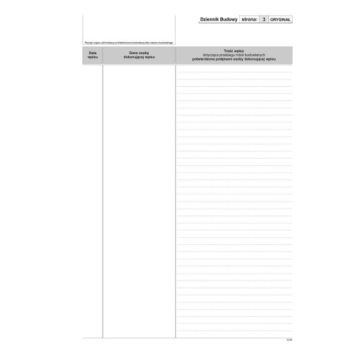 603-S11 Dziennik budowy (10kpl.) A4 oryginał + kopia Michalczyk i Prokop