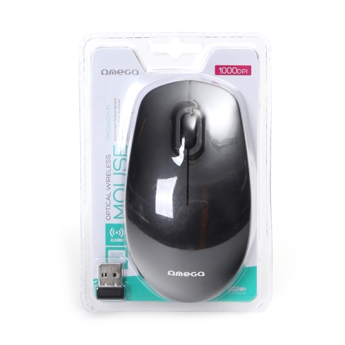 Mysz OMEGA bezprzewodowa optyczna 1200dpi USB czarna (42861)
