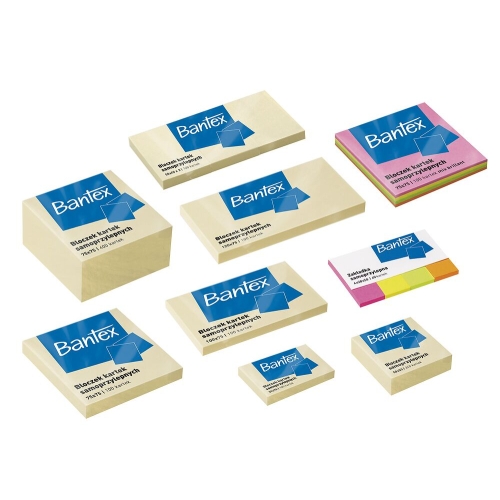 Bloczek samoprzylepny 50x40mm 100k żółty (3szt) 400086386 BANTEX