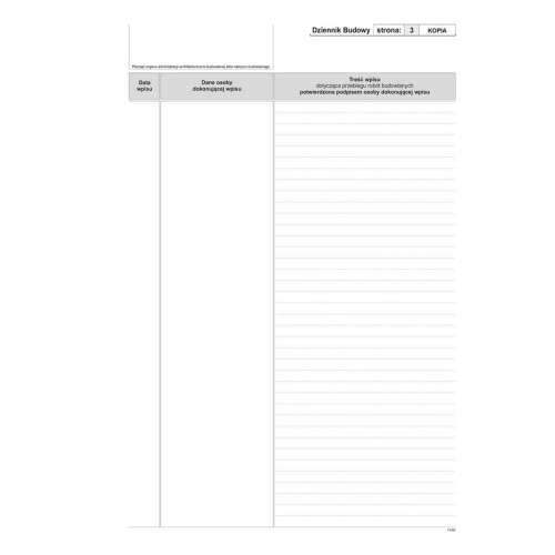 603-S11 Dziennik budowy (10kpl.) A4 oryginał + kopia Michalczyk i Prokop