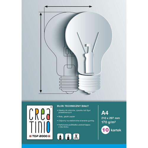 Blok rysunkowy A3 10k 80g kolorowy CREATINIO 400176666 TOP 2000