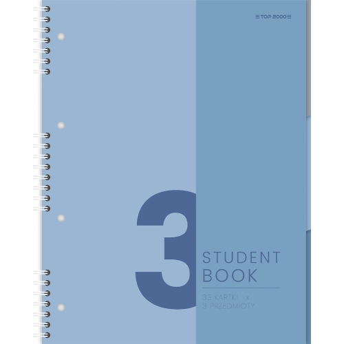Kołozeszyt A5 100k kratka 3 przedmioty STUDENT BOOK 400179522 TOP 2000