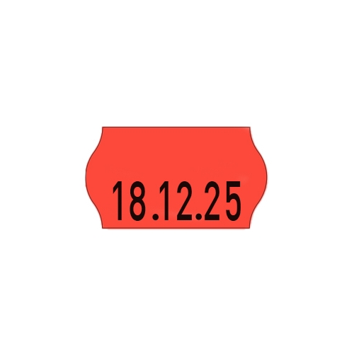 Etykiety cenowe w rolce do metkownicy jednorzędowej 22x12 mm, (6 sztuk) czerwone neon faliste, trwały klej, METO M30014355