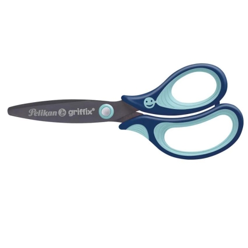 Nożyczki Griffix ergonomiczne 14cm zaokrąglone niebieskie 803502 PELIKAN