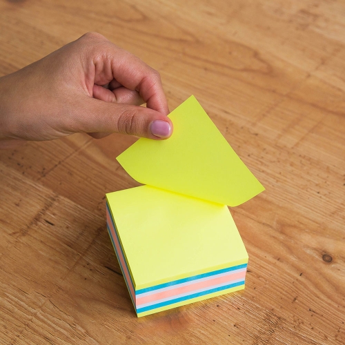 Bloczek samoprzylepny D.RECT 75x75mm 400 kartek mix neon mango (110626)