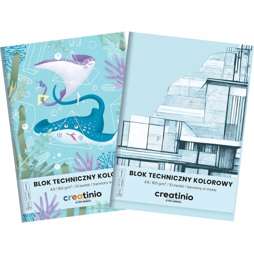 Blok techniczny A3 10k 160g CREATINIO kolorowy barwiony w masie 400176680