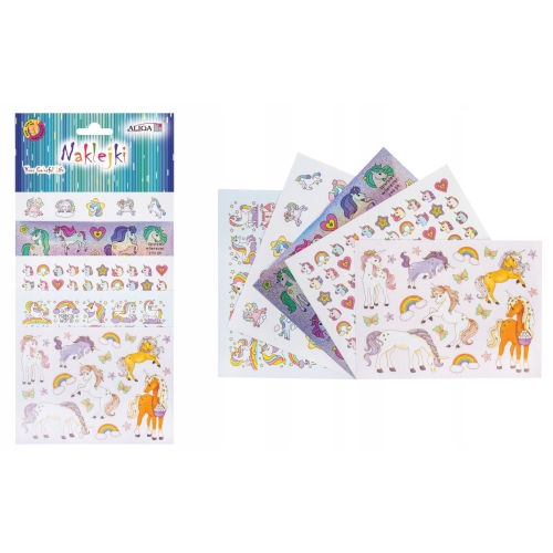 Naklejki JEDNOROŻCE 13,5x10cm 5 kart NK-0148 ALIGA