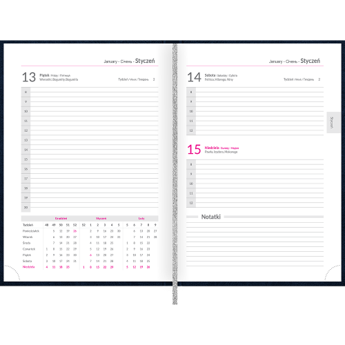 Kalendarz A5 dzienny granatowy BASIC 2025r 400189202 TOP 2000