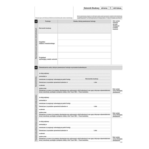 603-S11 Dziennik budowy (10kpl.) A4 oryginał + kopia Michalczyk i Prokop
