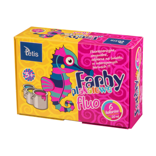 Farby plakatowe fluo 20ml. 6 kolorów KF002-A TETIS
