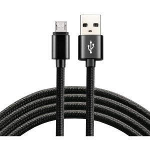 Kabel USB -> microUSB 1m 2,4A pleciony czarny EVERACTIVE (CBB-1MB)
