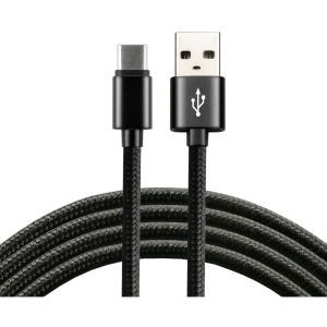 Kabel USB - USB-C EVERACTIVE 1m 3A pleciony czarny (CBB-1CB)