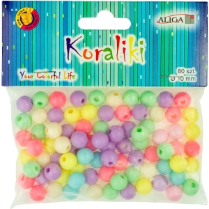 Koraliki pastelowe mix kol. 10mm (80 szt.) PJ-7415 ALIGA