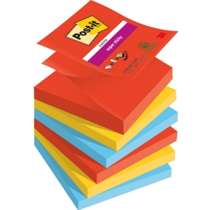 Karteczki samoprzylepne Post-it Super Sticky Z-Notes PLAYFUL 76x76mm 6 bloczków po 90 karteczek