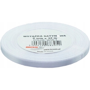 Wstążka satynowa 6mm/32m biała ws6-1 BREWIS