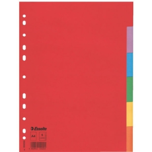 Przekładki karton A4 6 kart ESSELTE 100200 kolorowe bez karty opisowej