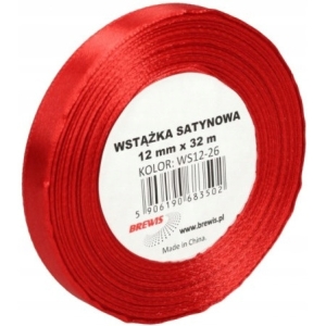Wstążka satynowa 12mm/32m czerwona WS12-26 BREWIS