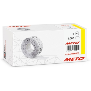 Etykiety cenowe w rolce do metkownicy jednorzędowej 22x12 mm, (6 sztuk) białe faliste, trwały klej, odporne na mróz METO M30014353