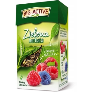 Herbata BIG-ACTIVE zielona liściasta 100g z owocem maliny
