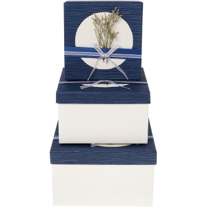 Zestaw pudełek ozdobnych KWADRAT WRZOS/BLUE (3szt) ROZETTE