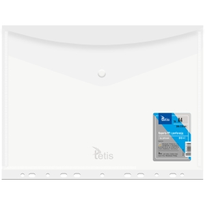 Koperta A4 PP na zatrzask z perforacją TRANSPARENTNA BT614-T TETIS