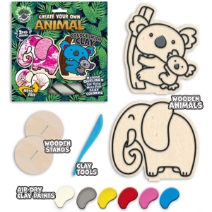 Zestaw do kolorowania plasteliną na drewnie ZWIERZĘTA 0465-0073-04 Panta Plast