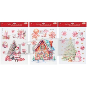 Witraż z brokatem domek z piernika wielokrotnego użycia (bez kleju, nie brudzący) WB-43 ALIGA