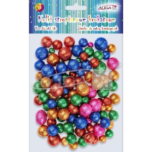 Kulki styropianowe brokatowe mix kol. rozmiar 8,10,15,20mm op. 110szt. KSB-1879 ALIGA