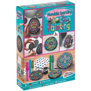 Zestaw do malowania kamieni MANDALA (3x Kamień, 61x Farbka, 5x Farbka w tubce 1x Pędzelek) 200036 MOXY