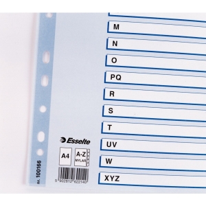 Przekładki kartonowe MYLAR A4 A-Z białe 100166 ESSELTE