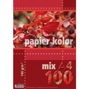 Papier ksero mix kolorów A4 160g, 100 arkuszy KRESKA